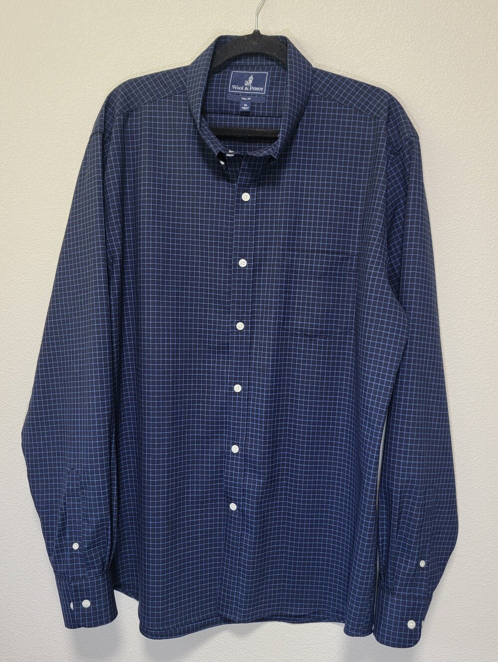 Wool & Prince 130 Button-down Shirt Tall Fit Blue Tattersall